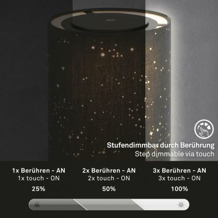 Briloner 7449-015 - Lampe d'extérieur tactile à intensité variable STARRY SKY LED/3W/5V IP44 noir