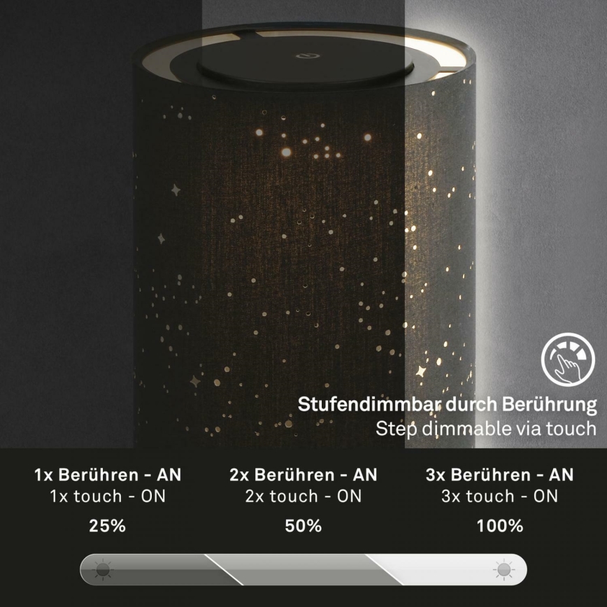 Briloner 7449-015 - Lampe d'extérieur tactile à intensité variable STARRY SKY LED/3W/5V IP44 noir