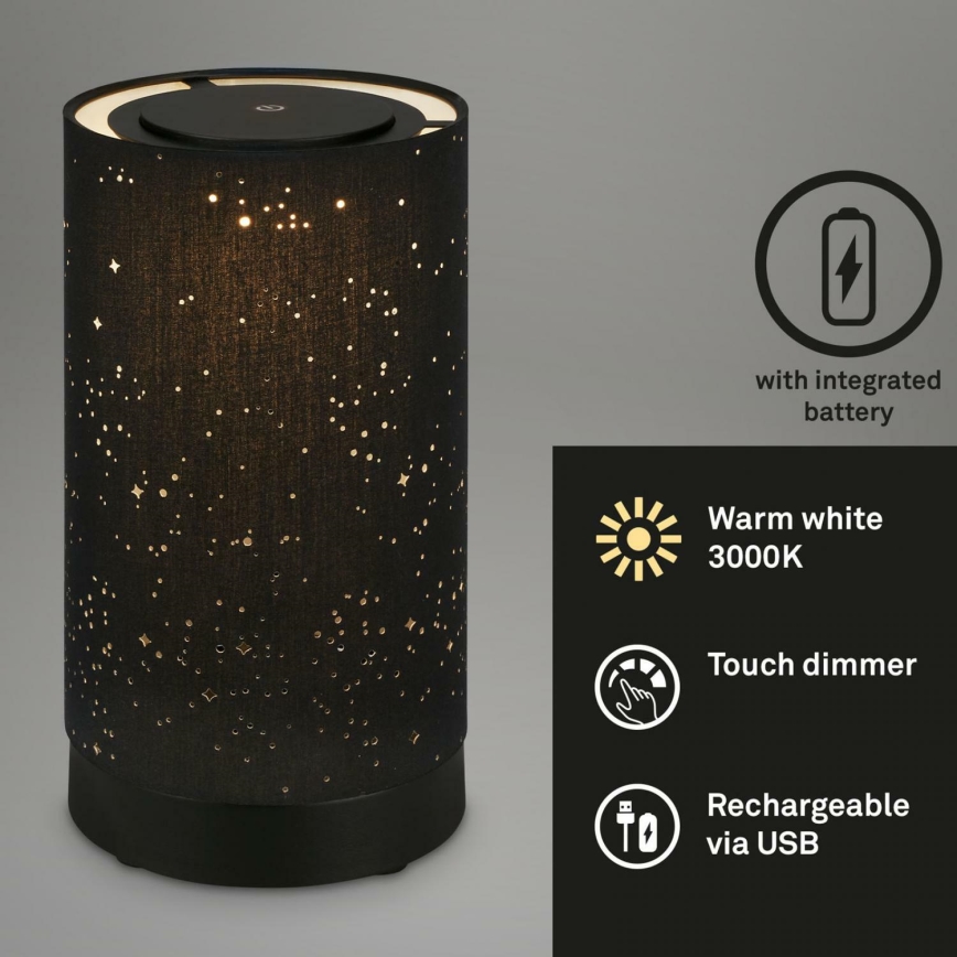 Briloner 7449-015 - Lampe d'extérieur tactile à intensité variable STARRY SKY LED/3W/5V IP44 noir