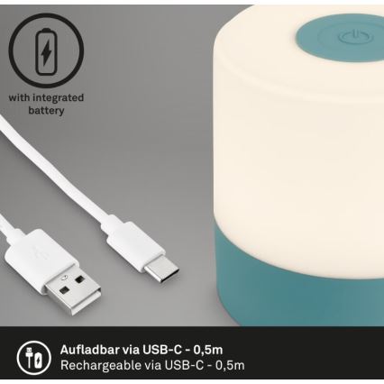 Briloner 7461010 - LED Dimbaar oplaadbaar buitenshuis tafellamp LED/2W/5V IP44 1200 mAh blauw