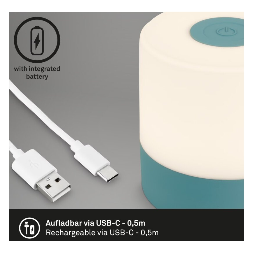 Briloner 7461010 - LED Dimbaar oplaadbaar buitenshuis tafellamp LED/2W/5V IP44 1200 mAh blauw