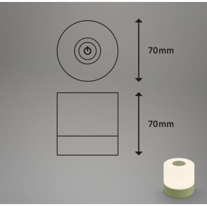Briloner 7461019 - Lampe de table d'extérieur à intensité variable rechargeable LED/2W/5V IP44 1200 mAh vert