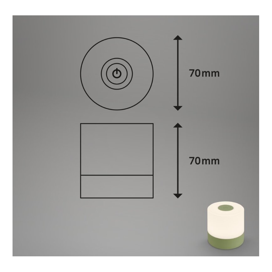 Briloner 7461019 - Lampe de table d'extérieur à intensité variable rechargeable LED/2W/5V IP44 1200 mAh vert