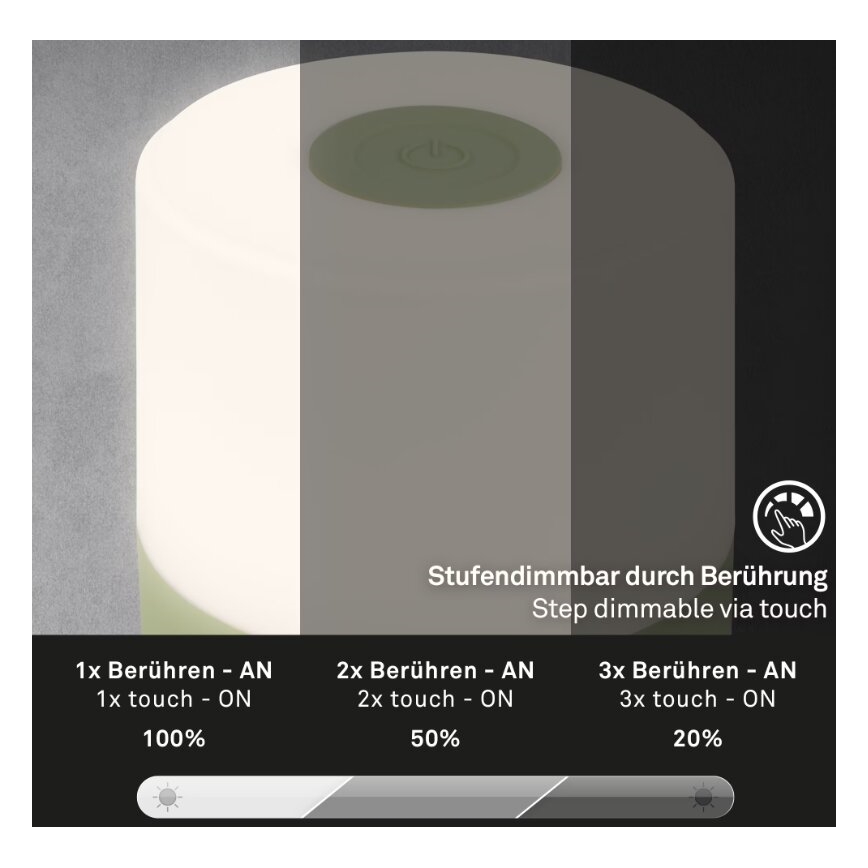Briloner 7461019 - LED Dimbaar oplaadbaar buitenshuis tafellamp LED/2W/5V IP44 1200 mAh groen