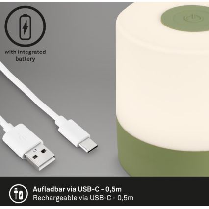Briloner 7461019 - LED Dimbaar oplaadbaar buitenshuis tafellamp LED/2W/5V IP44 1200 mAh groen