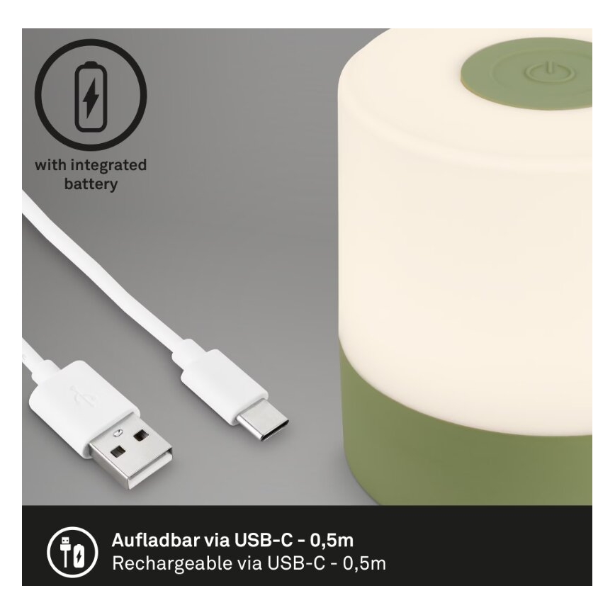 Briloner 7461019 - LED Dimbaar oplaadbaar buitenshuis tafellamp LED/2W/5V IP44 1200 mAh groen