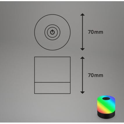 Briloner 7462015 - Lampe de table d'extérieur RGB rechargeable LED/1,5W/5V IP44 noir