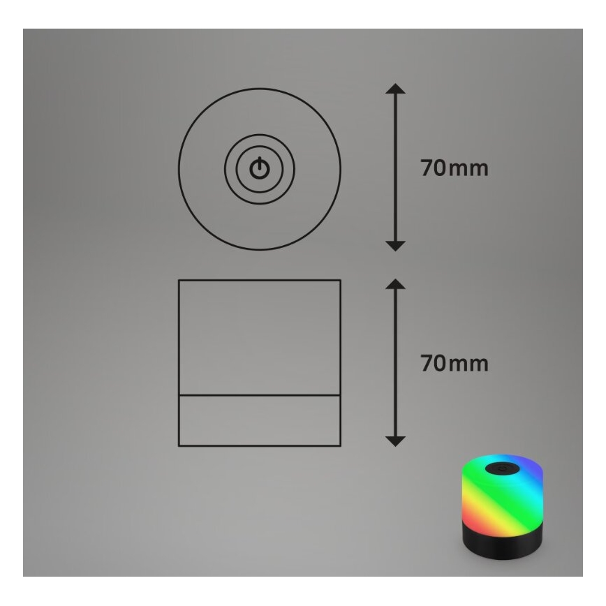 Briloner 7462015 - Lampe de table d'extérieur RGB rechargeable LED/1,5W/5V IP44 noir