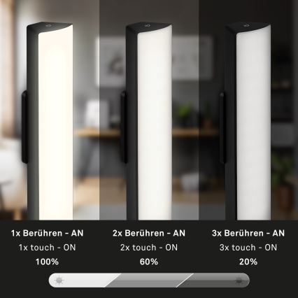 Briloner 7474-015 - Lampe de table d'extérieur à intensité variable et rechargeable 2en1 LED/7W/5V 2x2200 mAh USB 3000K IP44 noir
