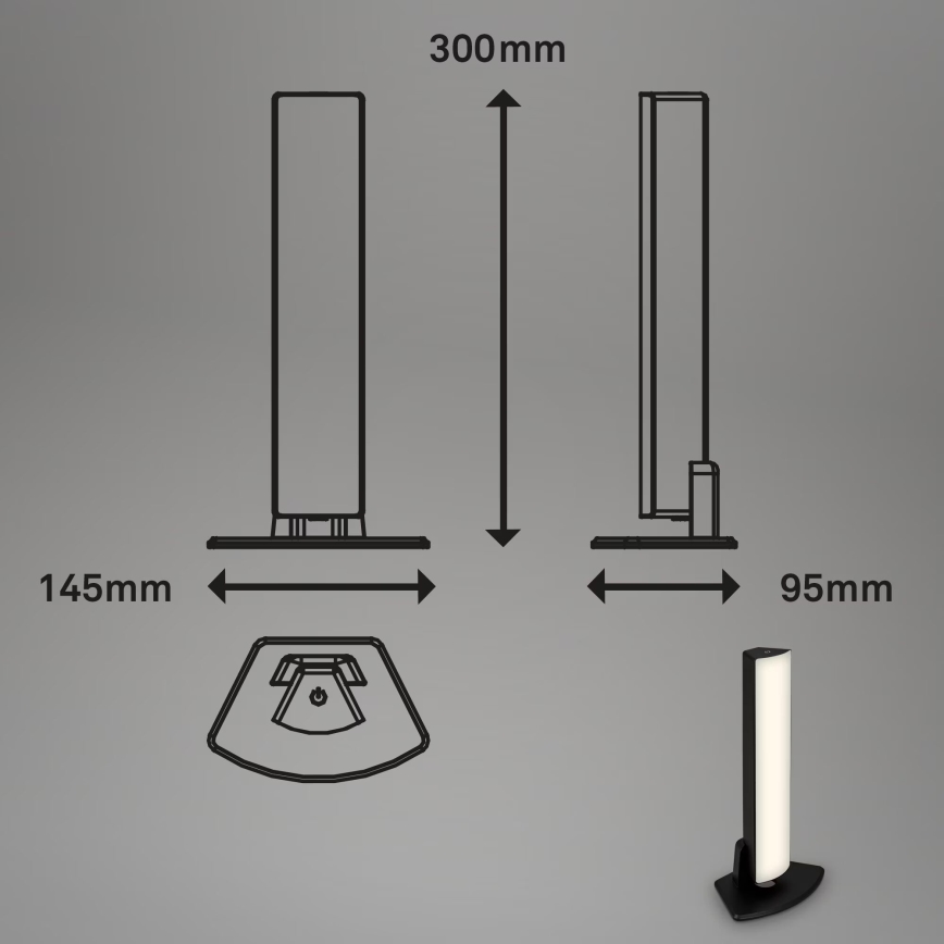 Briloner 7474-015 - Lampe de table d'extérieur à intensité variable et rechargeable 2en1 LED/7W/5V 2x2200 mAh USB 3000K IP44 noir