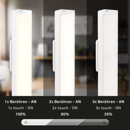 Briloner 7474-016 - Lampe de table d'extérieur à intensité variable et rechargeable 2en1 LED/7W/5V 2x2200 mAh USB 3000K IP44 blanc