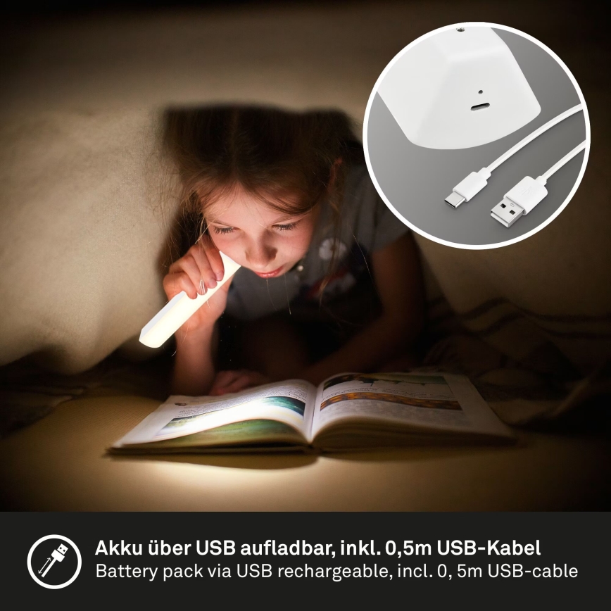 Briloner 7474-016 - LED Dimbaar aanraken oplaadbaar buitenshuis tafellamp 2in1 LED/7W/5V 2x2200 mAh USB 3000K IP44 wit