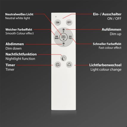 Briloner 7494016 - Plafonnier LED RGBW dimmable SMART LED/22W/230V 4000K Ø 42 cm Wi-Fi Tuya + télécommande