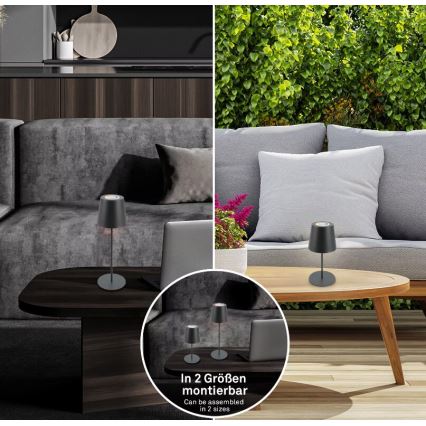 Briloner 7507015 - Lampe de table d'extérieur rechargeable LED RGB dimmable 2 en 1 LED/2,5W/5V IP44 1200 mAh anthracite