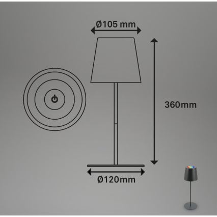 Briloner 7507015 - LED RGB Dimbaar oplaadbaar buitenshuis tafellamp 2in1 LED/2,5W/5V IP44 antraciet
