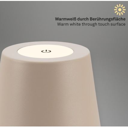 Briloner 7508011 - LED Dimbaar oplaadbaar buitenshuis tafellamp 2in1 LED/2,5W/5V IP44 beige