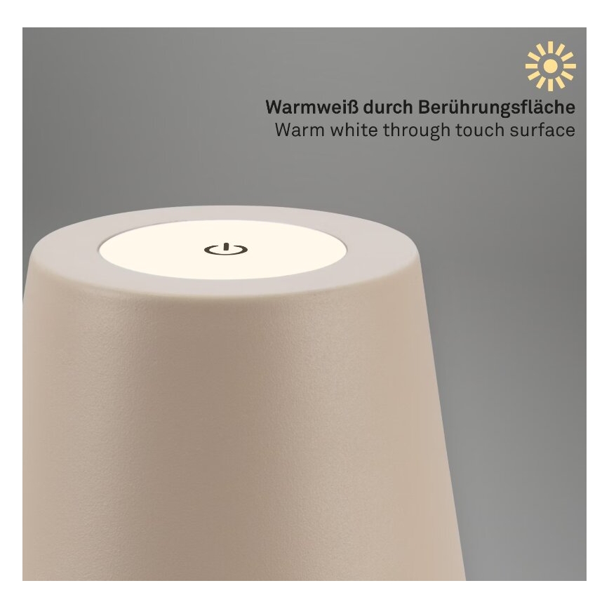 Briloner 7508011 - LED Dimbaar oplaadbaar buitenshuis tafellamp 2in1 LED/2,5W/5V IP44 beige