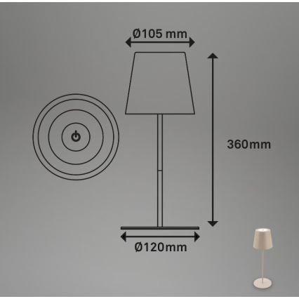 Briloner 7508011 - LED Dimbaar oplaadbaar buitenshuis tafellamp 2in1 LED/2,5W/5V IP44 beige