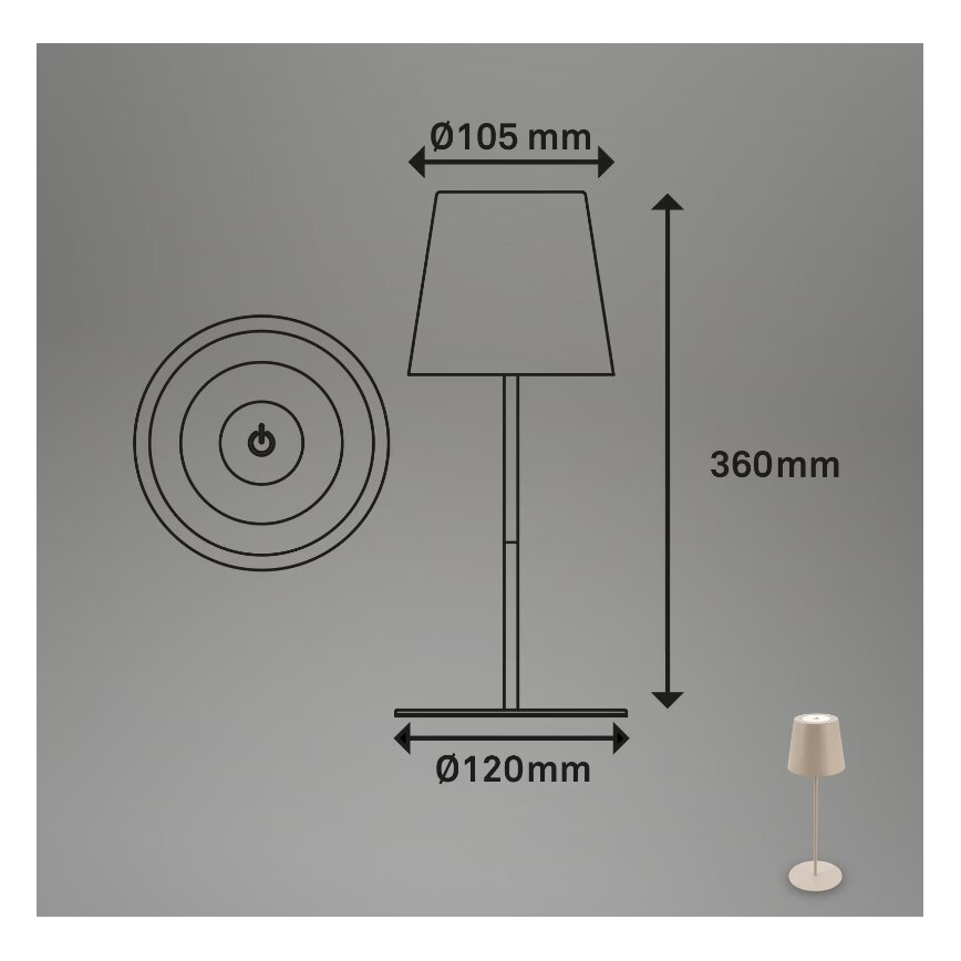 Briloner 7508011 - LED Dimbaar oplaadbaar buitenshuis tafellamp 2in1 LED/2,5W/5V IP44 beige