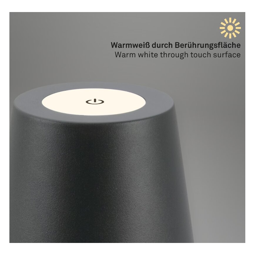 Briloner 7508015 - LED Dimbaar oplaadbaar buitenshuis tafellamp 2in1 LED/2,5W/5V IP44 antraciet