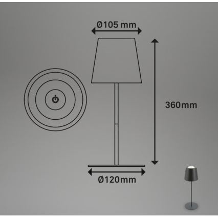 Briloner 7508015 - LED Dimbaar oplaadbaar buitenshuis tafellamp 2in1 LED/2,5W/5V IP44 antraciet
