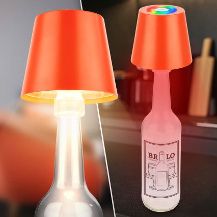 Briloner 7510012 - LED RGBW dimbare oplaadbare buitentafellamp CALIDA LED/2,5W/5V IP44 1200 mAh oranje