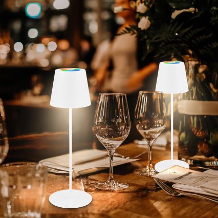 Briloner 7510016 - Lampe de table extérieure rechargeable LED RGBW dimmable CALIDA LED/2,5W/5V IP44 1200 mAh blanche