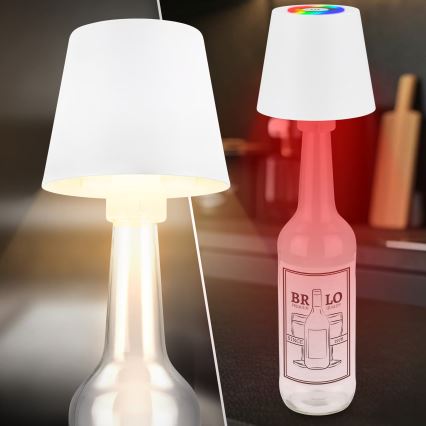 Briloner 7510016 - Lampe de table extérieure rechargeable LED RGBW dimmable CALIDA LED/2,5W/5V IP44 1200 mAh blanche
