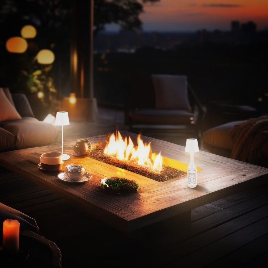 Briloner 7510016 - LED RGBW Dimbare oplaadbare buitentafellamp CALIDA LED/2,5W/5V IP44 1200 mAh wit