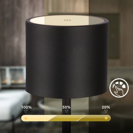 Briloner 7521015 - Lampe de table d'extérieur rechargeable à LED dimmable SIGO LED/2,5W/5V IP44 2600 mAh noire
