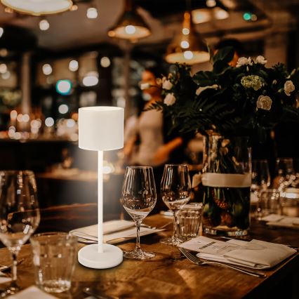 Briloner 7521016 - Lampe de table d'extérieur LED rechargeable et dimmable SIGO LED/2,5 W/5 V IP44 2600 mAh blanche