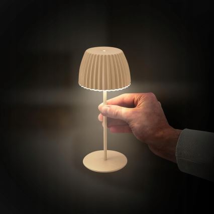 Briloner 7552-011 - Lampe de table d'extérieur tactile rechargeable MINI LED à intensité réglable, 1,5W/5V, IP44, 1800 mAh, beige