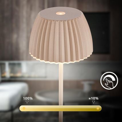 Briloner 7552-011 - Lampe de table d'extérieur tactile rechargeable MINI LED à intensité réglable, 1,5W/5V, IP44, 1800 mAh, beige