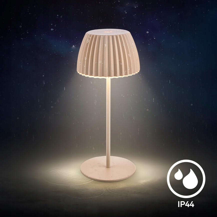 Briloner 7552-011 - Lampe de table d'extérieur tactile rechargeable MINI LED à intensité réglable, 1,5W/5V, IP44, 1800 mAh, beige