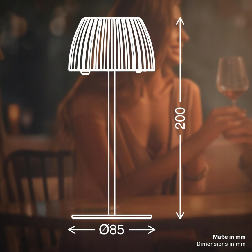 Briloner 7552-011 - Lampe de table d'extérieur tactile rechargeable MINI LED à intensité réglable, 1,5W/5V, IP44, 1800 mAh, beige