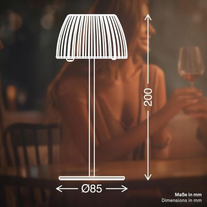 Briloner 7552-011 - MINI oplaadbare dimbare LED-tafellamp voor buiten met aanraakbediening, 1,5W/5V, IP44, 1800 mAh, beige