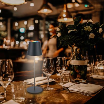 Briloner 7559015 - LED RGB lampe de table d'extérieur rechargeable et dimmable COLORIS LED/3,5W/5V IP44 2000 mAh anthracite Wi-Fi Tuya