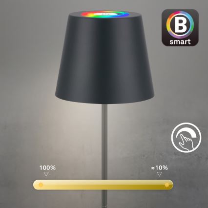 Briloner 7559015 - LED RGB lampe de table d'extérieur rechargeable et dimmable COLORIS LED/3,5W/5V IP44 2000 mAh anthracite Wi-Fi Tuya