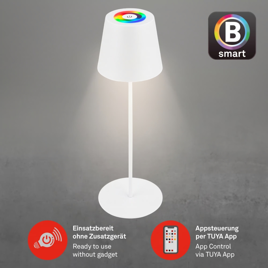 Briloner 7559016 - Lampe de table d'extérieur rechargeable LED RVB dimmable COLORIS LED 3,5W/5V IP44 2000 mAh Wi-Fi Tuya