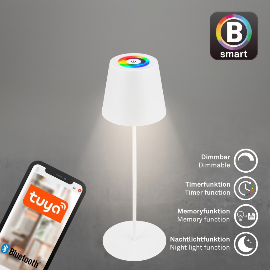 Briloner 7559016 - Lampe de table d'extérieur rechargeable LED RVB dimmable COLORIS LED 3,5W/5V IP44 2000 mAh Wi-Fi Tuya