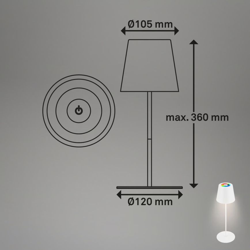 Briloner 7559016 - LED RGB dimbare oplaadbare buitentafellamp COLORIS LED/3,5W/5V IP44 2000 mAh Wi-Fi Tuya