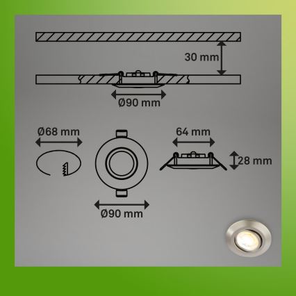 Briloner 7586032 - Lot de 3 spots encastrés LED pour salle de bains KLIRA LED/4,9W/230V 2500/3000/4000K IP23 chrome mat