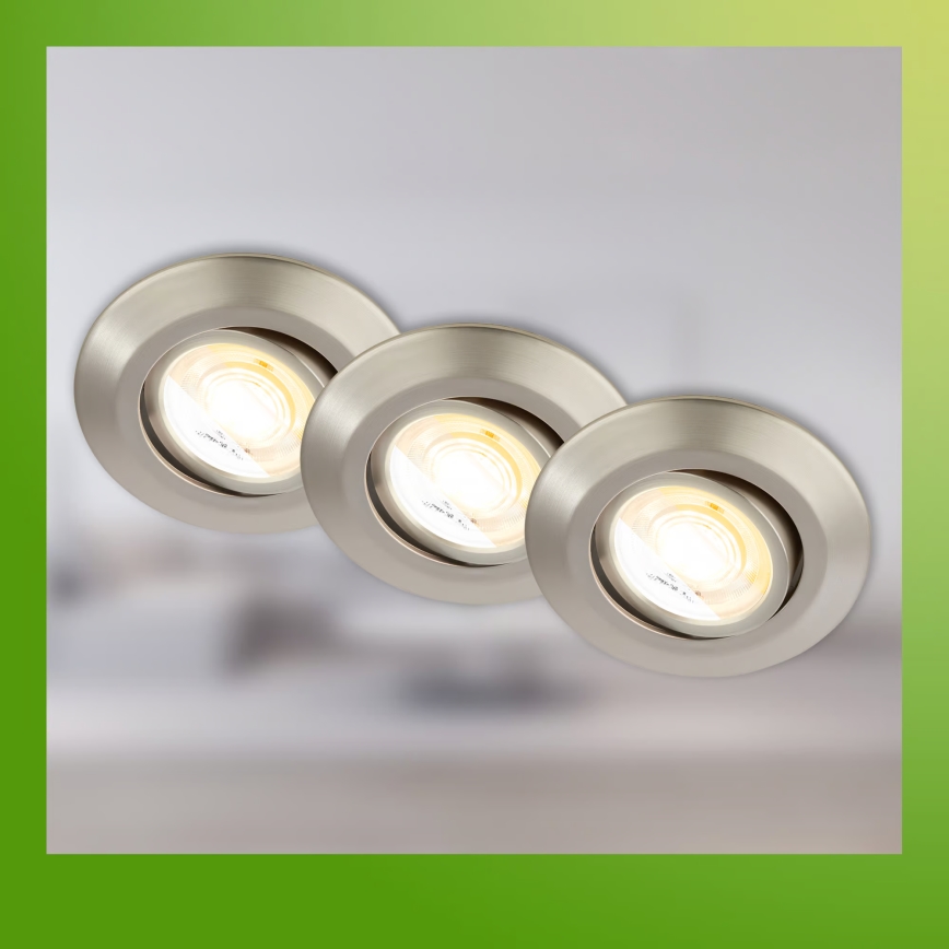 Briloner 7586032 - set van 3 KLIRA LED-inbouwspots voor de badkamer LED/4,9W/230V 2500/3000/4000K IP23 mat chroom