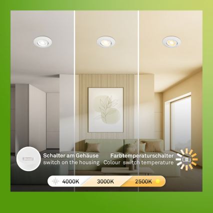 Briloner 7586036 - Lot de 3 plafonniers encastrés LED pour salle de bains KLIRA LED/4,9W/230V 2500/3000/4000K IP23 blanc