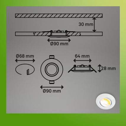 Briloner 7586036 - Lot de 3 plafonniers encastrés LED pour salle de bains KLIRA LED/4,9W/230V 2500/3000/4000K IP23 blanc
