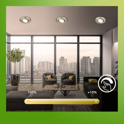 Briloner 7587032 - Lot de 3 spots encastrés LED dimmables pour salle de bains KLIRA 1xLED/4,9W/230V 2500/3000/4000K IP23 chrome mat