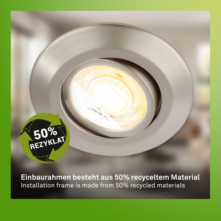 Briloner 7587032 - Lot de 3 spots LED encastrés dimmables pour salle de bains KLIRA LED/4,9W/230V 2500/3000/4000K IP23 chrome mat