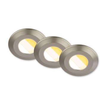 Briloner 7588032 - Lot de 3 luminaires encastrés LED KLIRA pour salle de bains, 1xLED/4,9W/230V, 2500/3000/4000K, IP44, chrome mat
