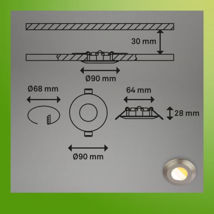 Briloner 7588032 - set van 3 LED-inbouwspots voor badkamer KLIRA LED/4,9W/230V 2500/3000/4000K IP44 mat chroom