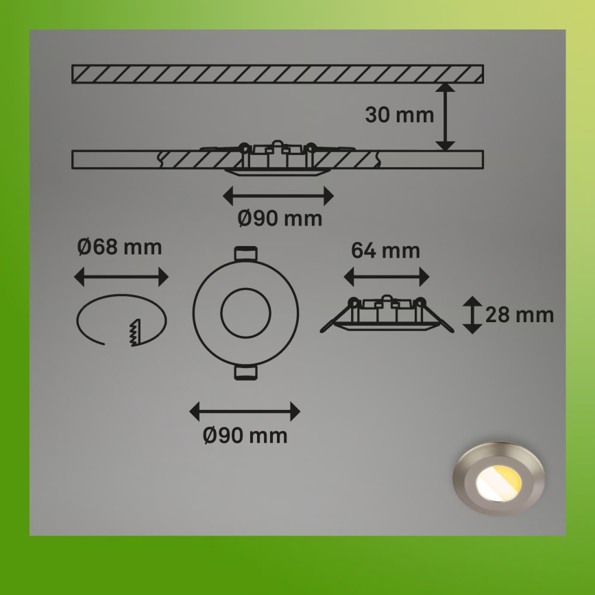 Briloner 7588032 - set van 3 LED-inbouwspots voor badkamer KLIRA LED/4,9W/230V 2500/3000/4000K IP44 mat chroom